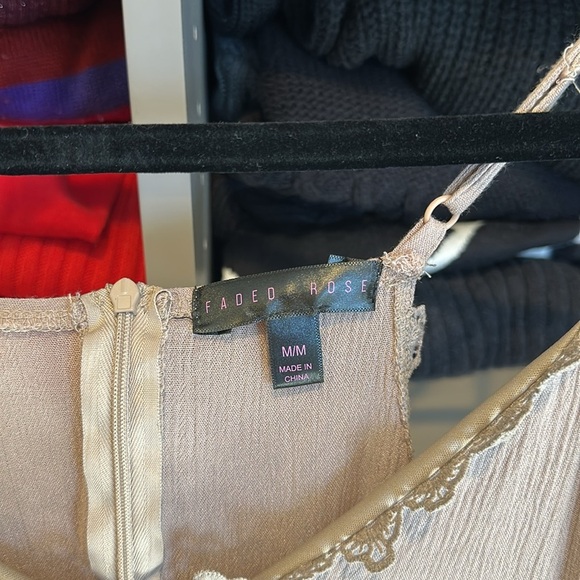 Faded Rose tan sleeveless crocheted adjustable straps maxi dress size M - Picture 2 of 3